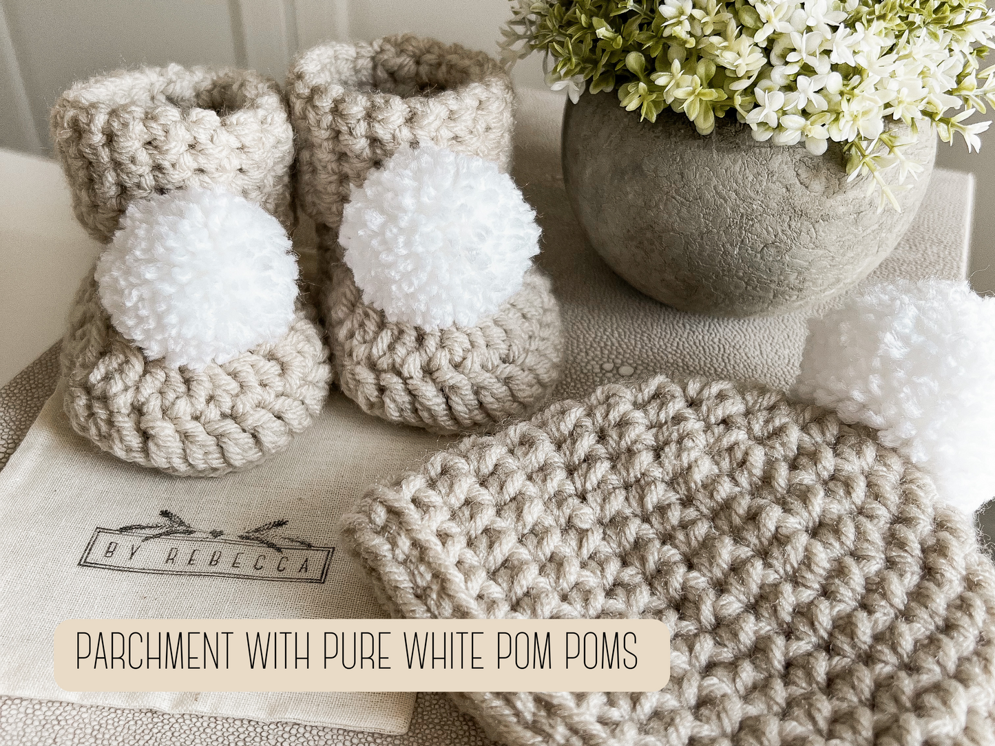 Booties & Hat Pom Pom Set