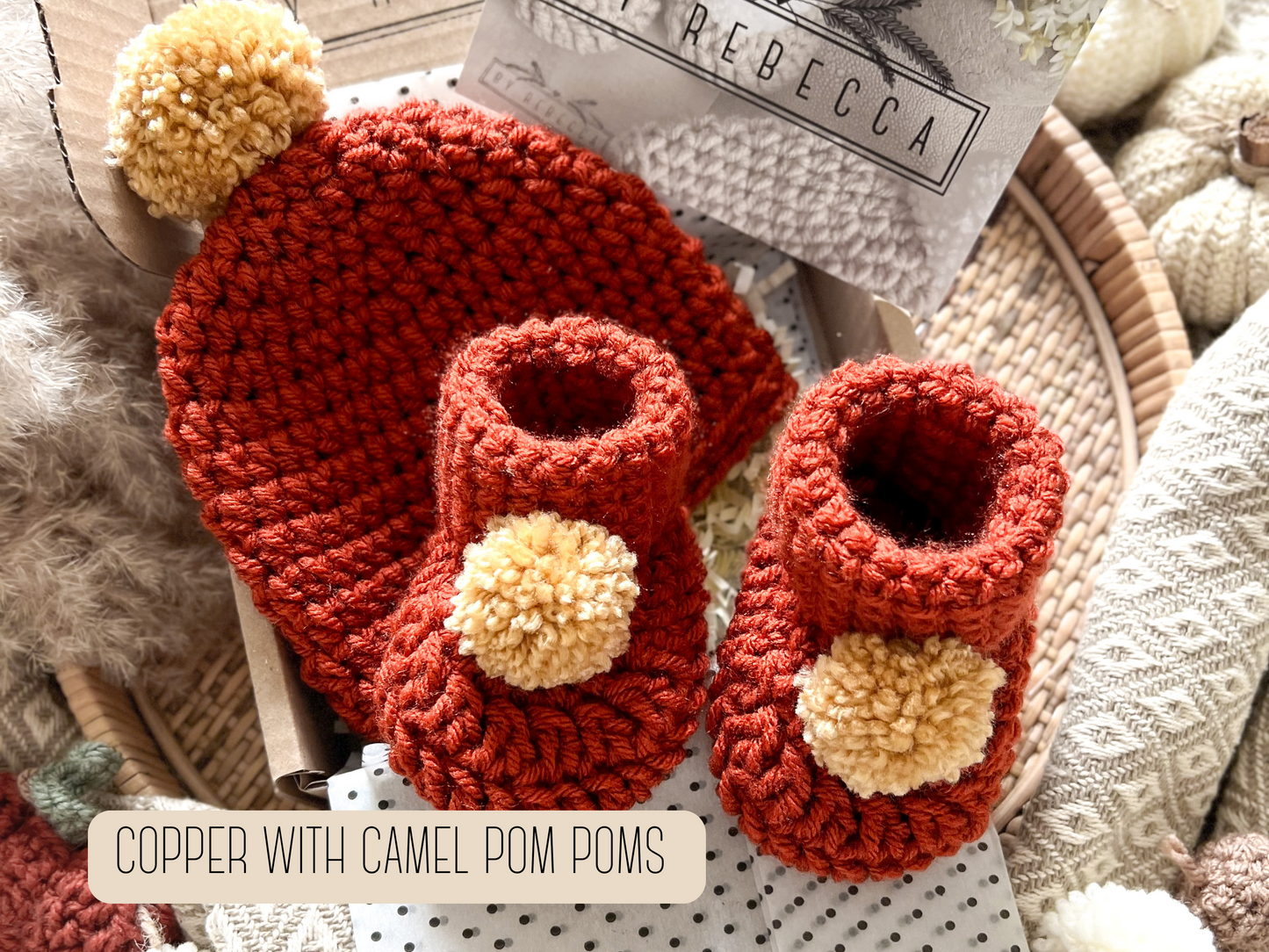 Booties & Hat Pom Pom Set