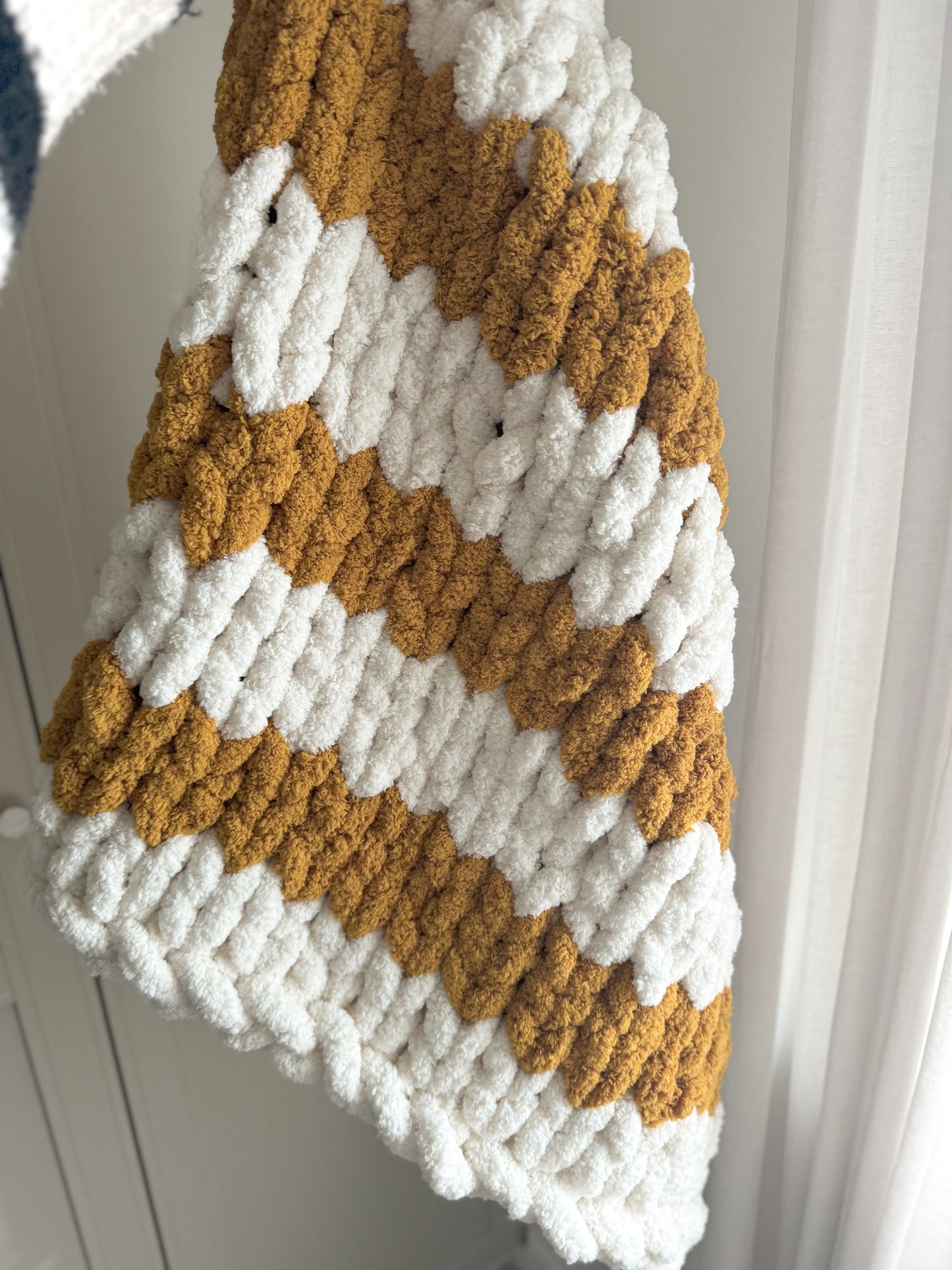 Hand Knitted Striped Baby Blanket